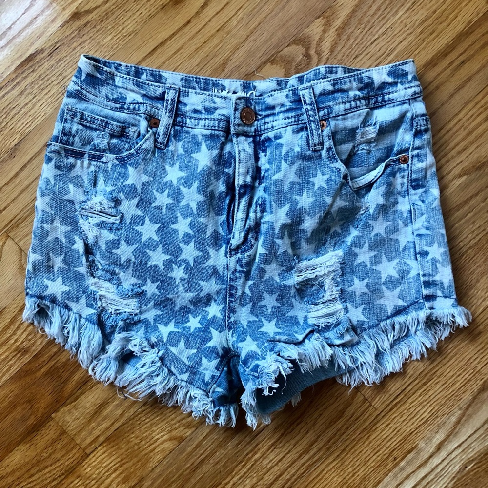 Stars And Stripes Distressed Denim Shorts Size 8